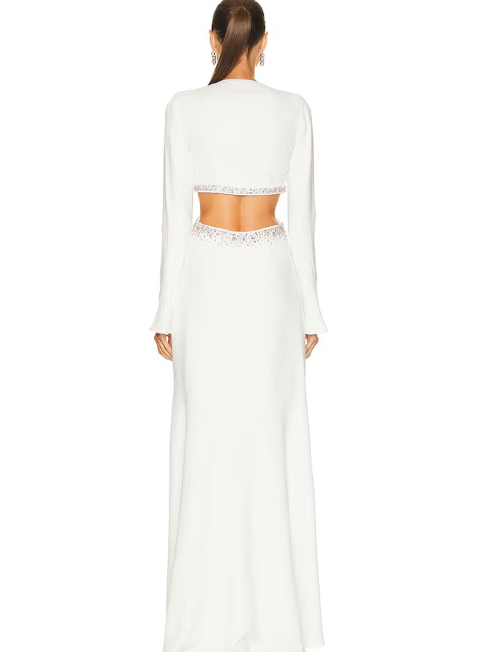 A.L.C. Trina dress Elegant White Cutout Evening Gown with Rhinestone Accents - Picture 2 of 4